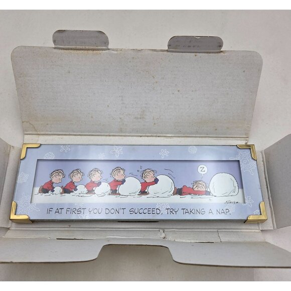 Vintage Peanuts Linus "Dont Give Up" Framed Art By Hallmark 2000 In Box READ - Picture 11 of 14